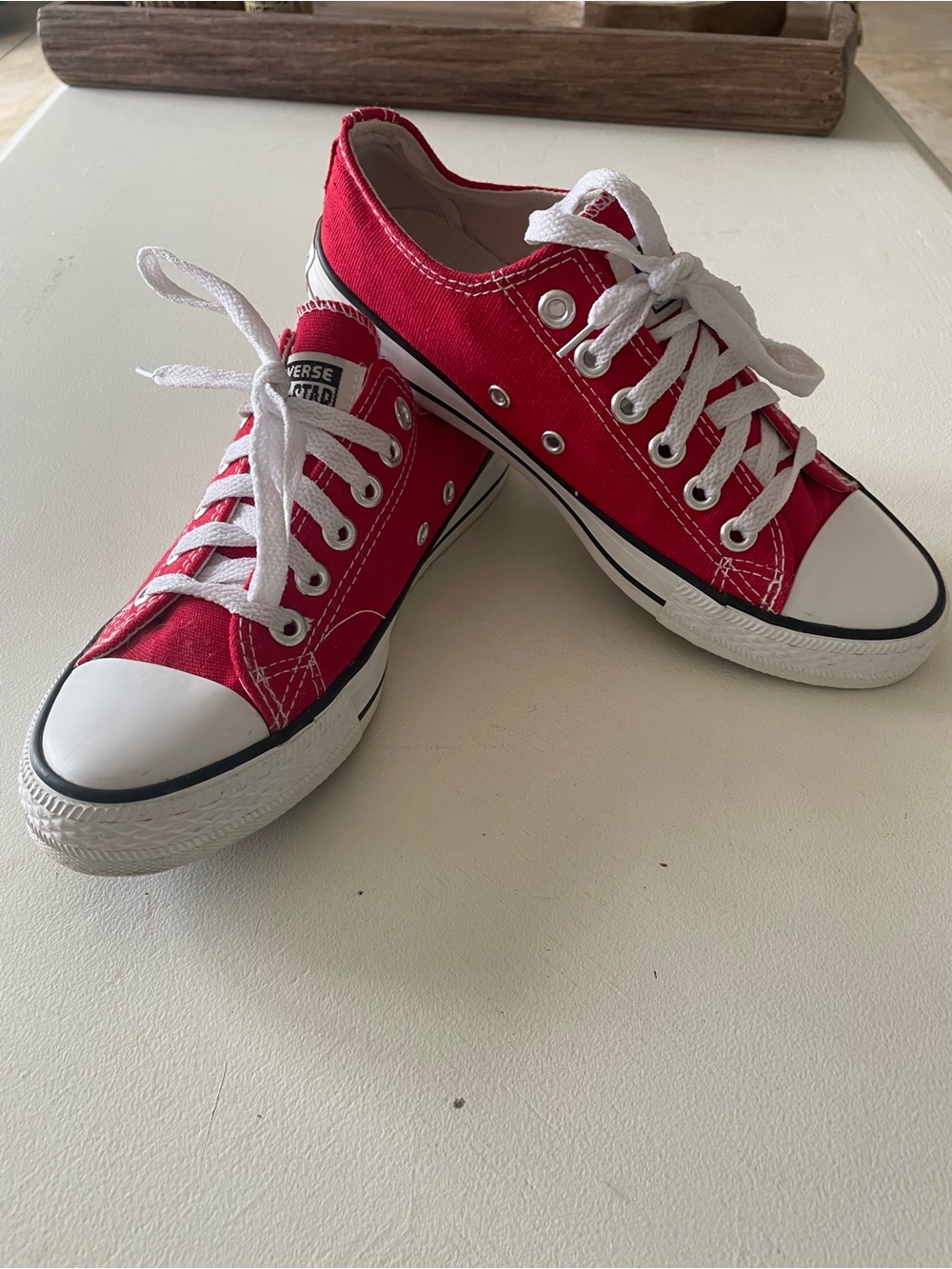 Converse Red & White Low Top Canvas Sneakers